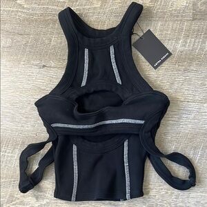 NWT Astra Kidani Black Ribbed Cut Out Tank Top Size XS